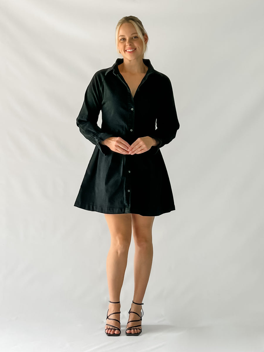 ELSIE DENIM DRESS - BLACK (STRETCHY)
