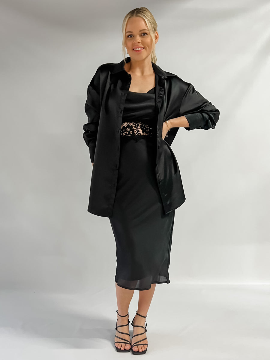 SIENNA SLIP DRESS - BLACK