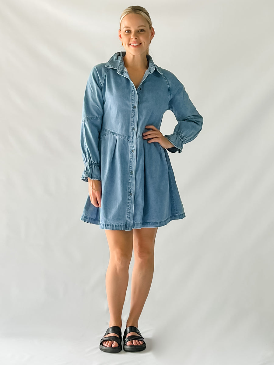 ELSIE DENIM DRESS - MID BLUE