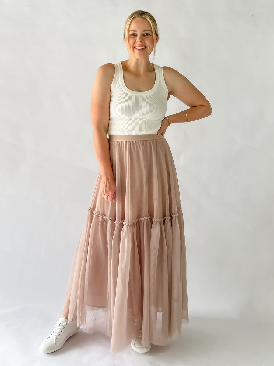 BRADSHAW TULLE SKIRT - DUSTY PINK