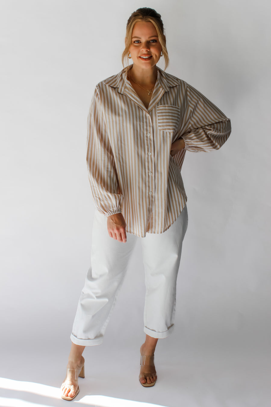 EMMELINE TOP - BEIGE STRIPE