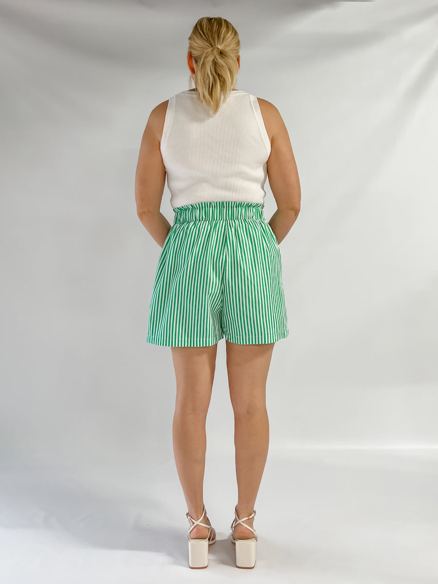 CEDAR SHORTS - GREEN STRIPE