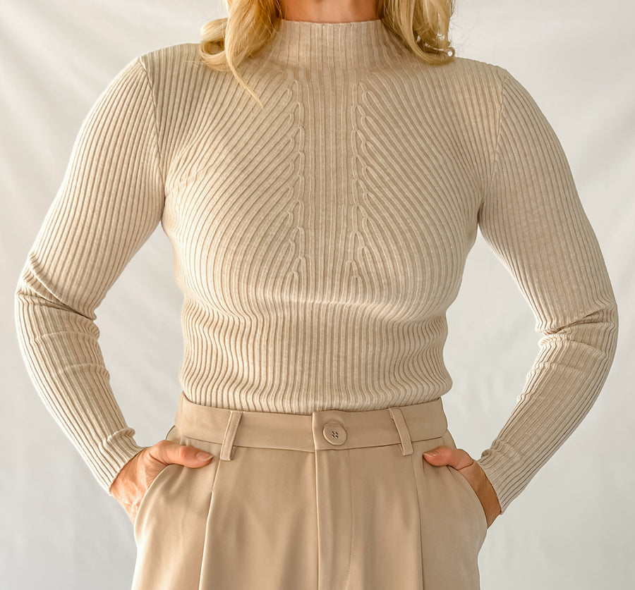 JAMIE KNIT TOP - OATMEAL