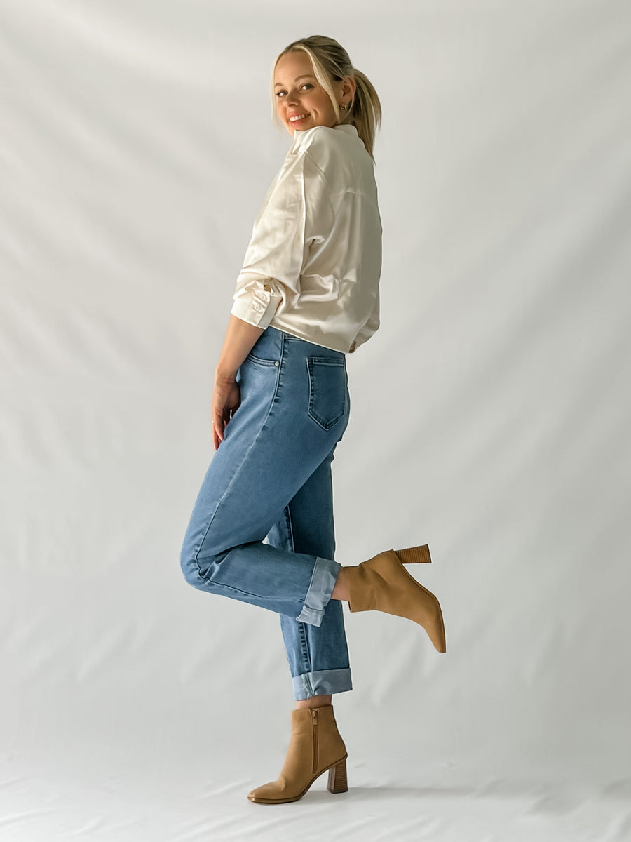 REMI MUM JEANS - MID BLUE