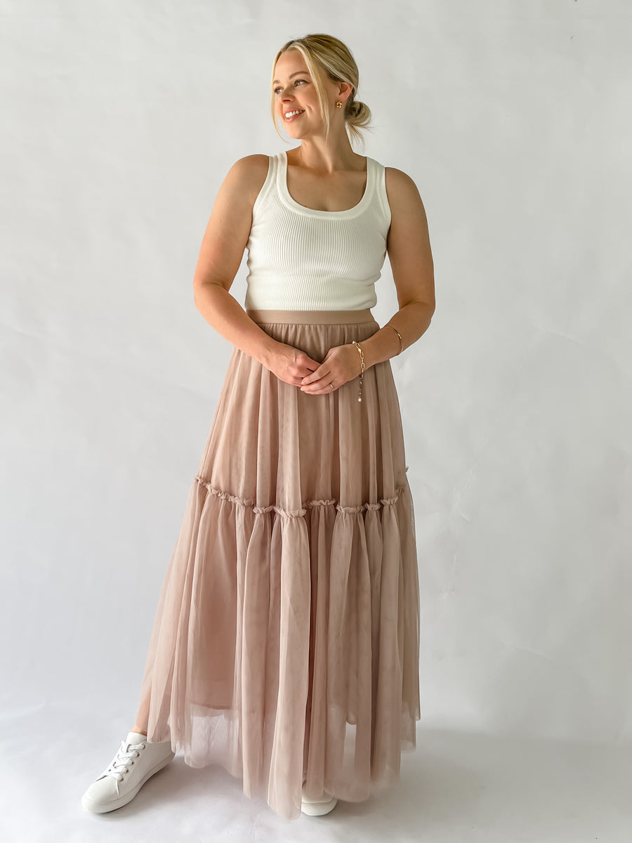 BRADSHAW TULLE SKIRT - DUSTY PINK