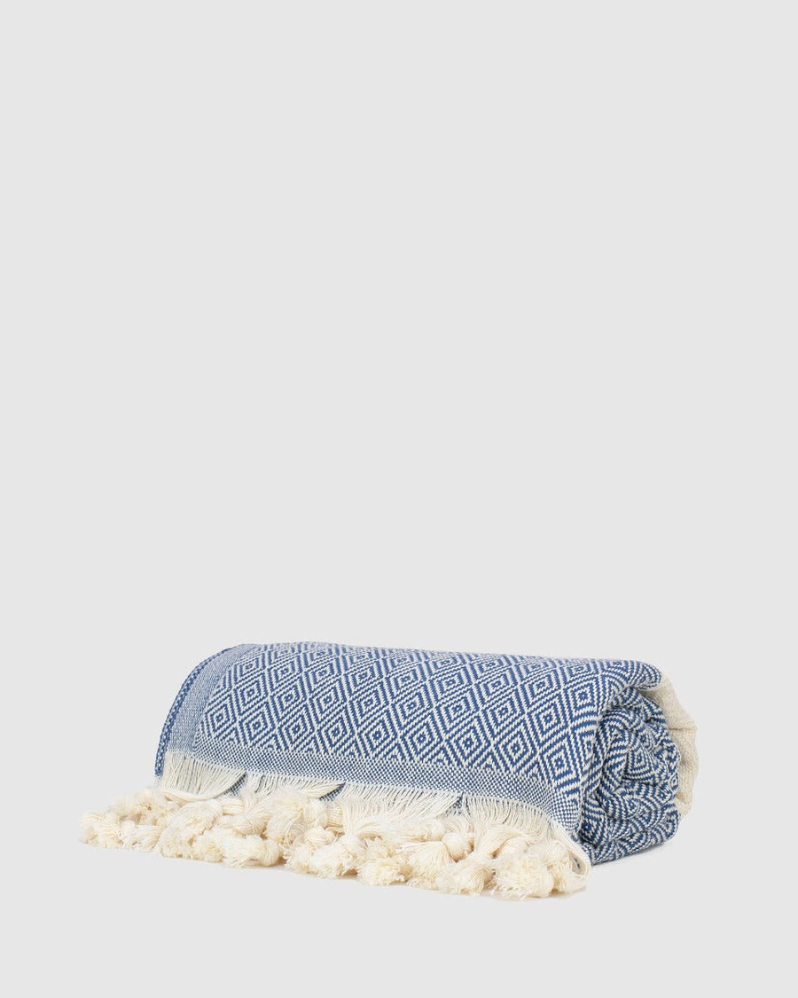 NAVY & WHITE TURKISH TOWEL