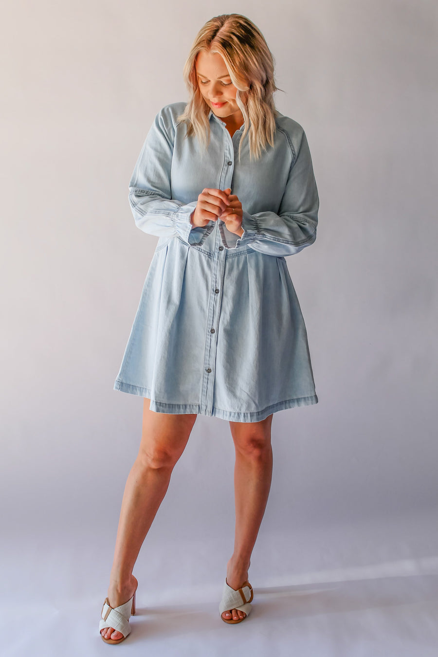 ELSIE DENIM DRESS - LIGHT BLUE