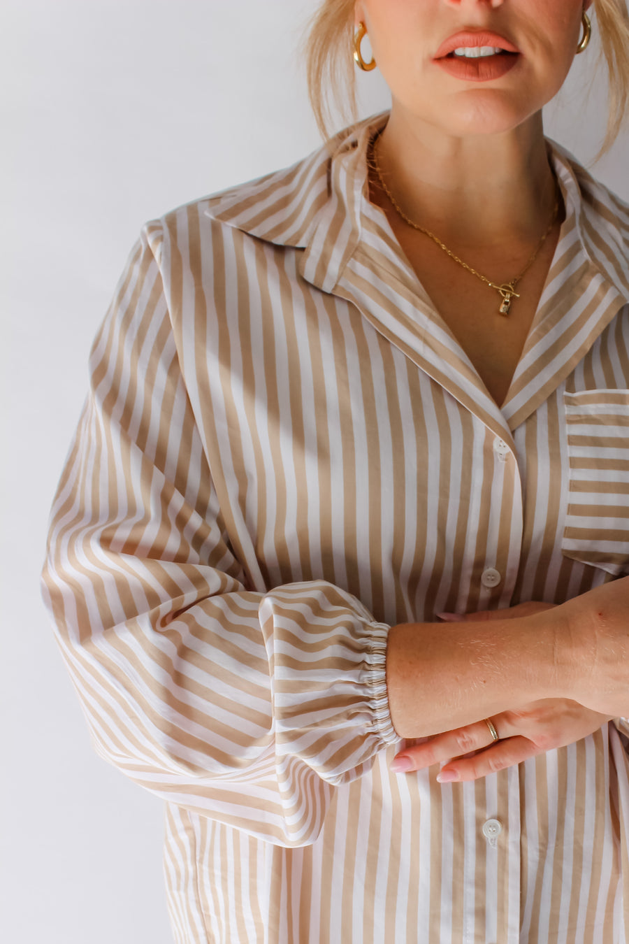 EMMELINE TOP - BEIGE STRIPE