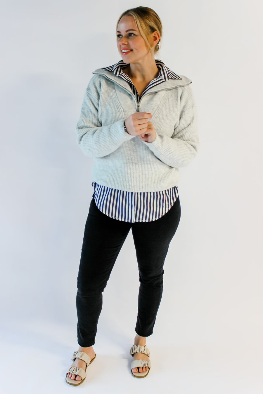 EMMELINE TOP - BLACK STRIPE