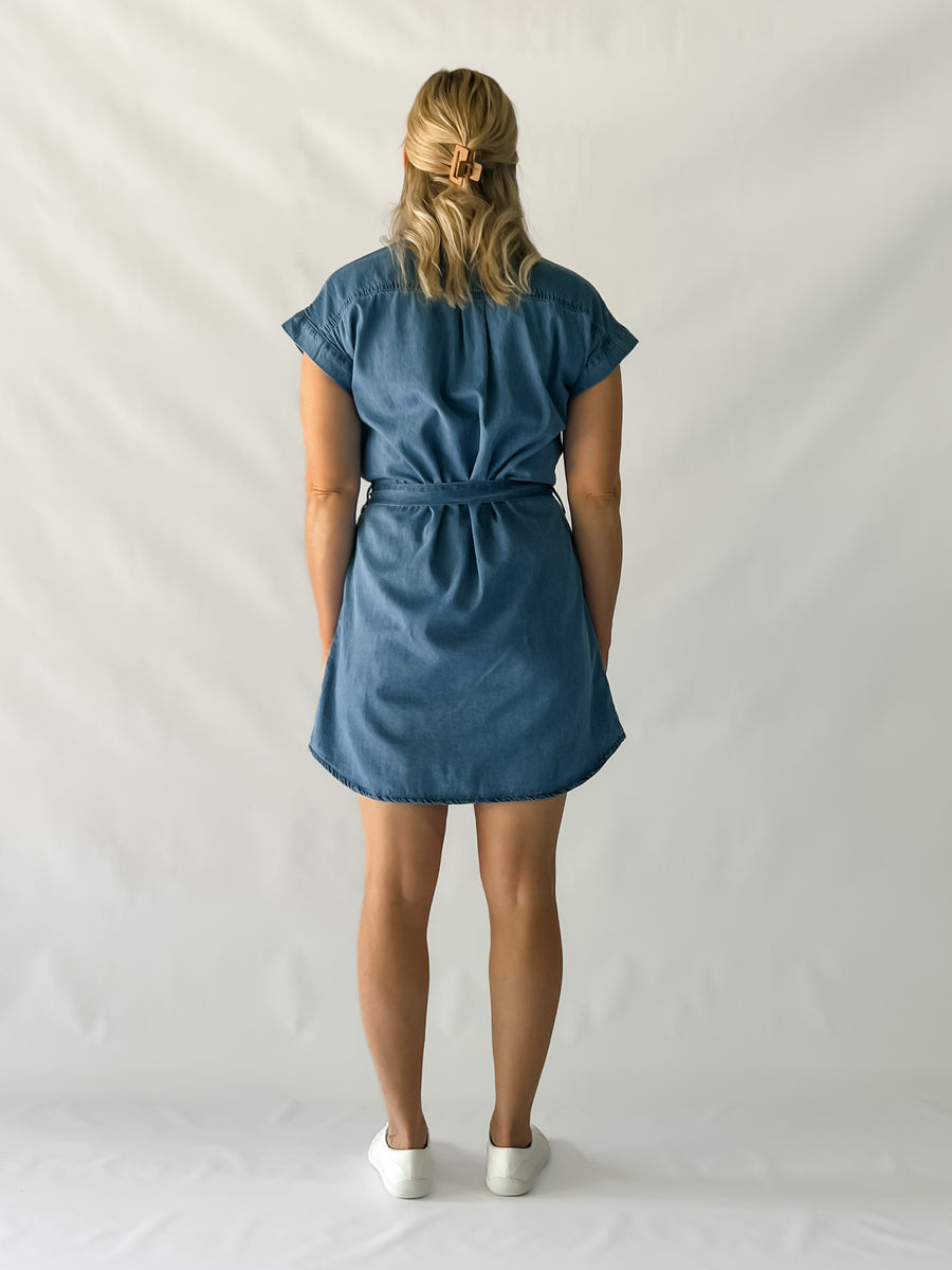 ARIANNA DENIM DRESS - MID BLUE
