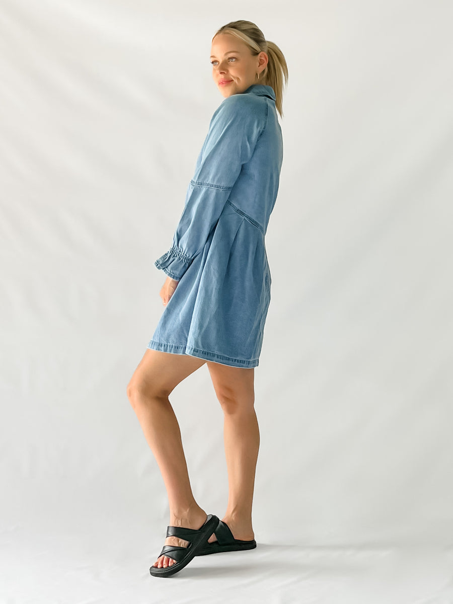 ELSIE DENIM DRESS - MID BLUE