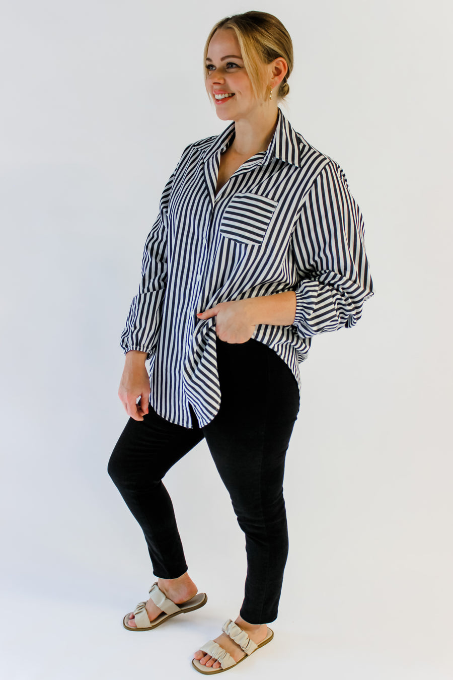 EMMELINE TOP - BLACK STRIPE