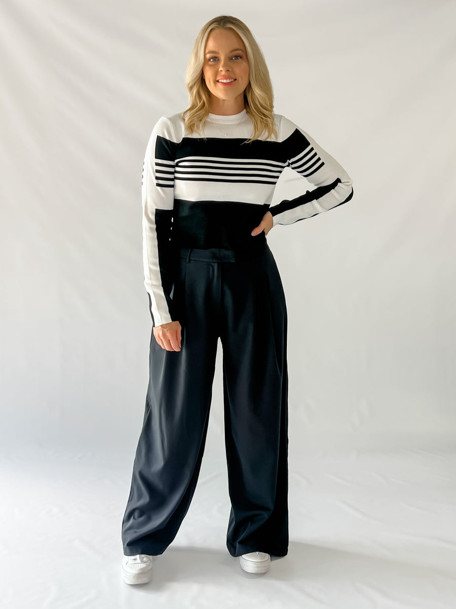 MELANIE TOP - BLACK & WHITE