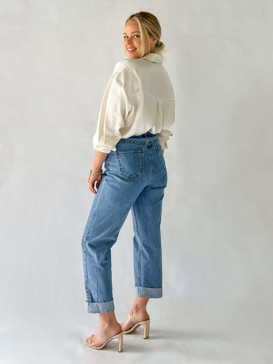 REMI MUM JEANS - MID BLUE