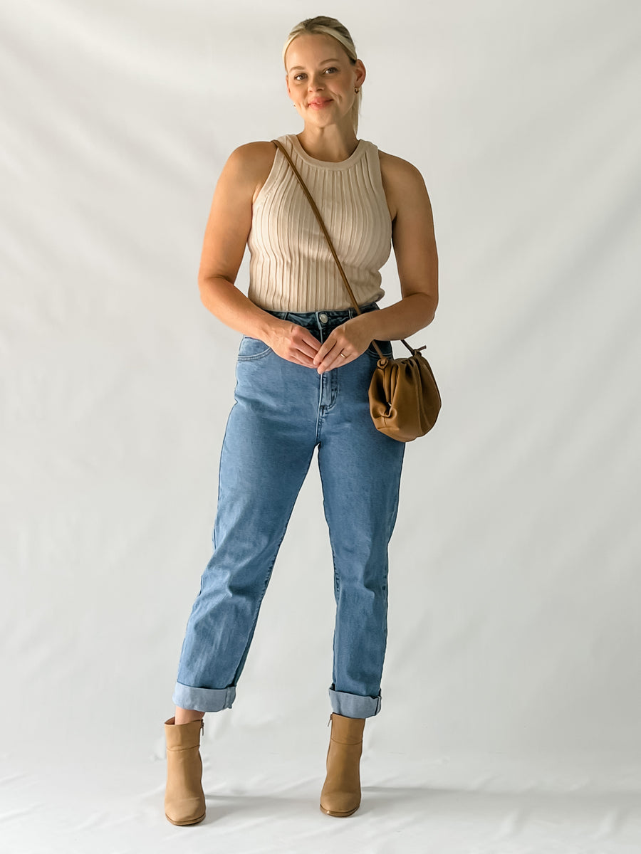 REMI MUM JEANS - MID BLUE