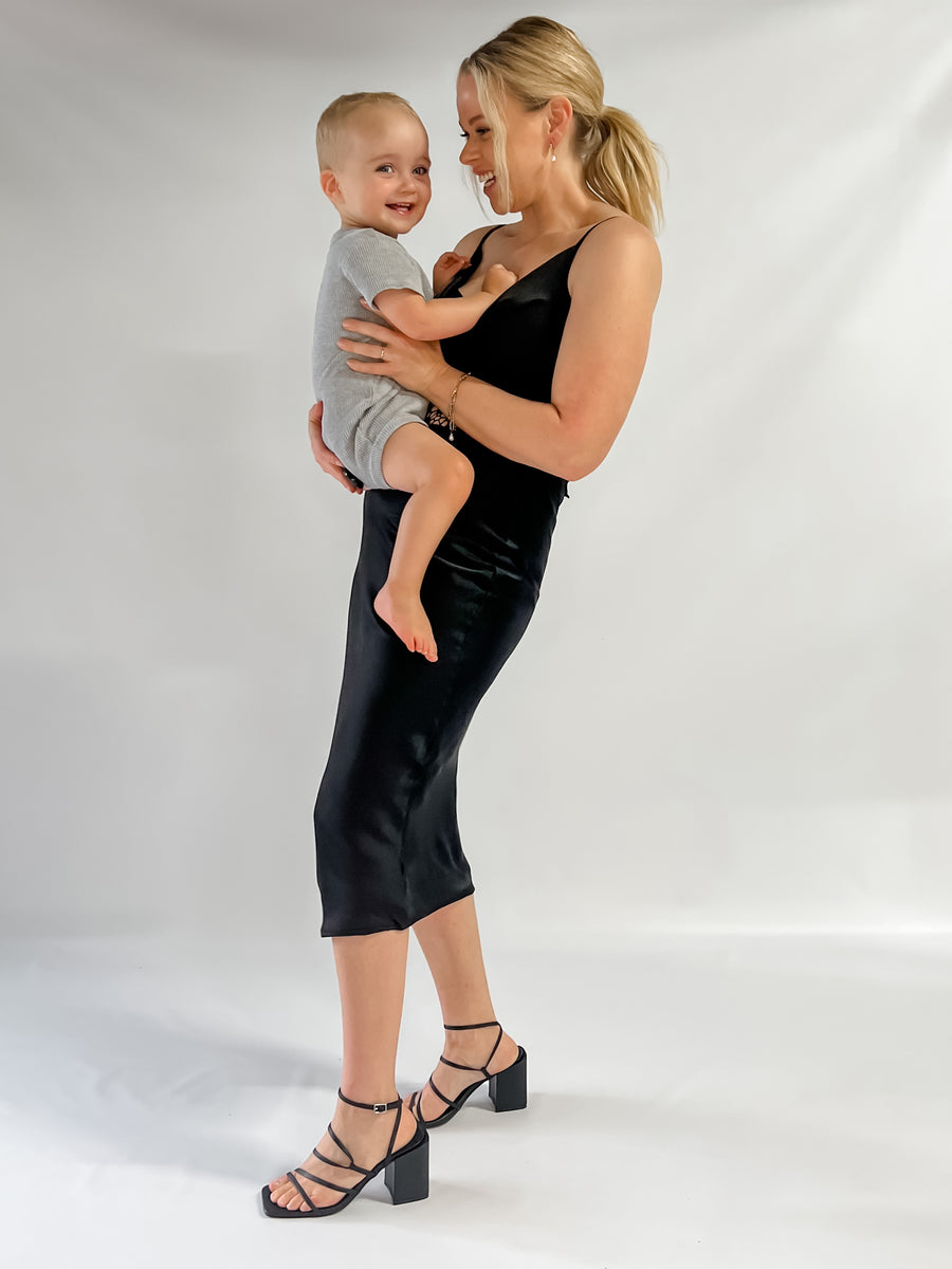 SIENNA SLIP DRESS - BLACK