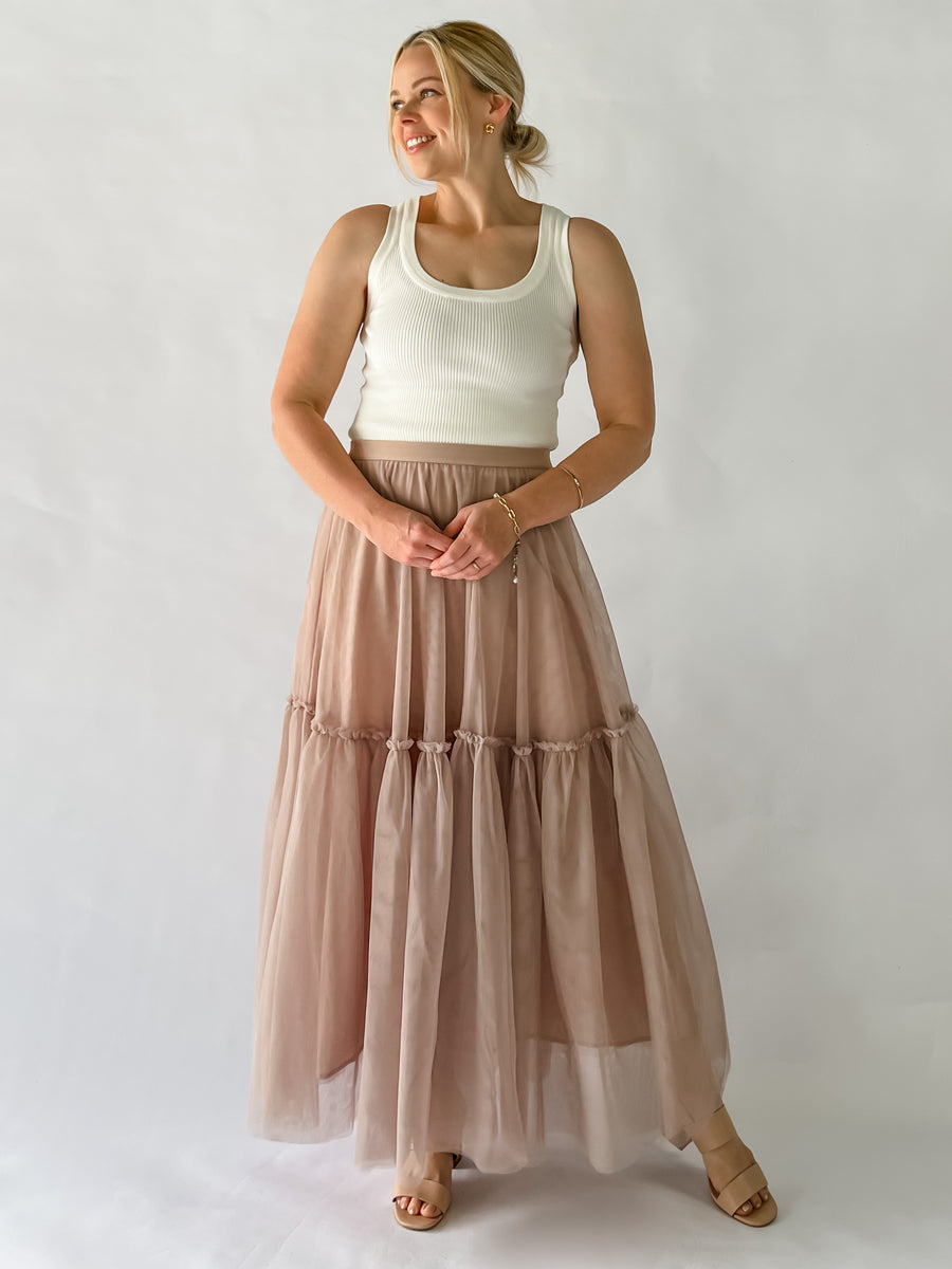 BRADSHAW TULLE SKIRT - DUSTY PINK