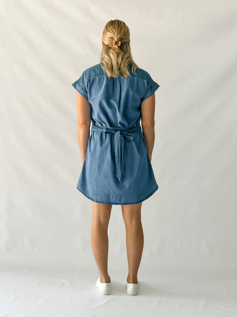 ARIANNA DENIM DRESS - MID BLUE