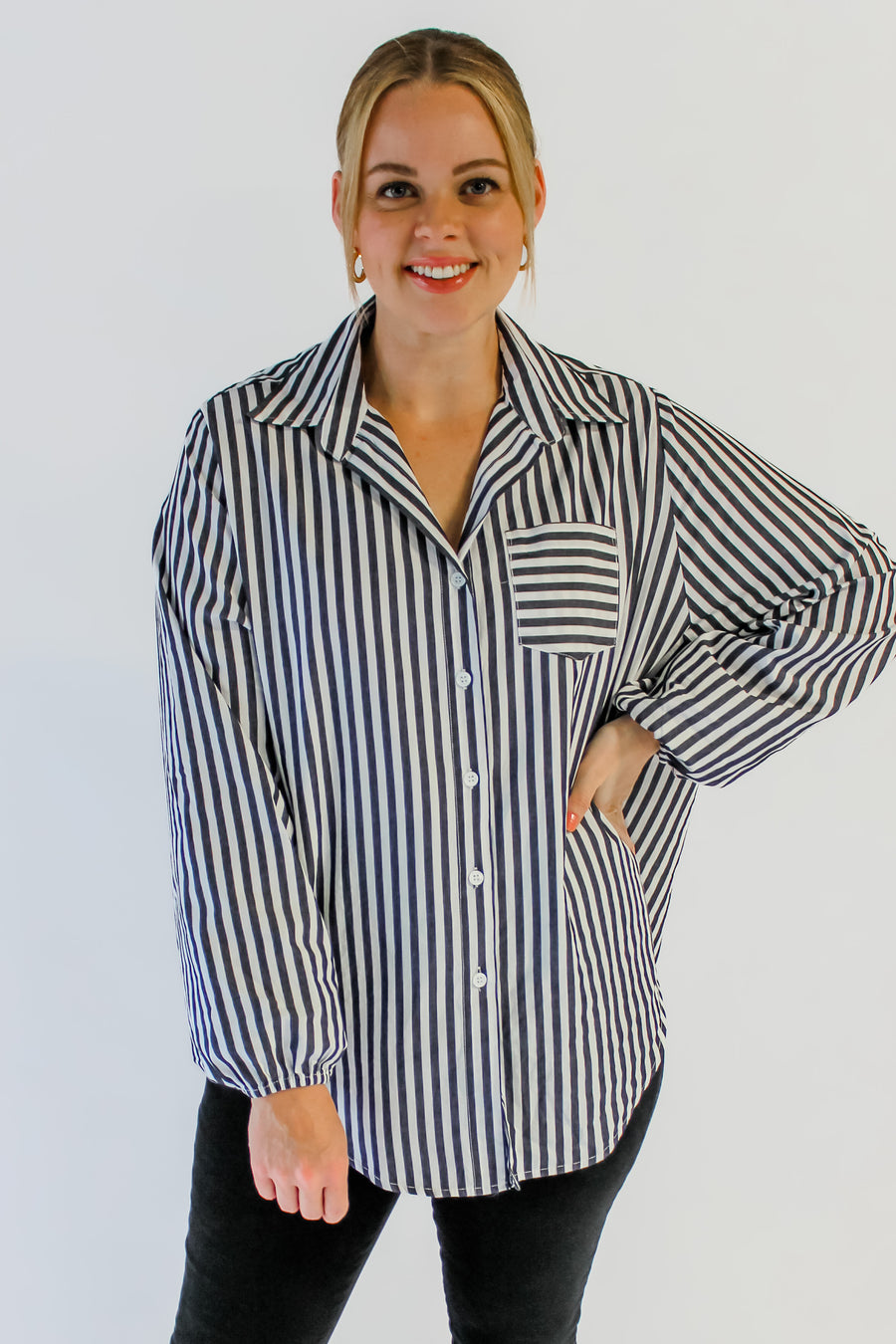 EMMELINE TOP - BLACK STRIPE