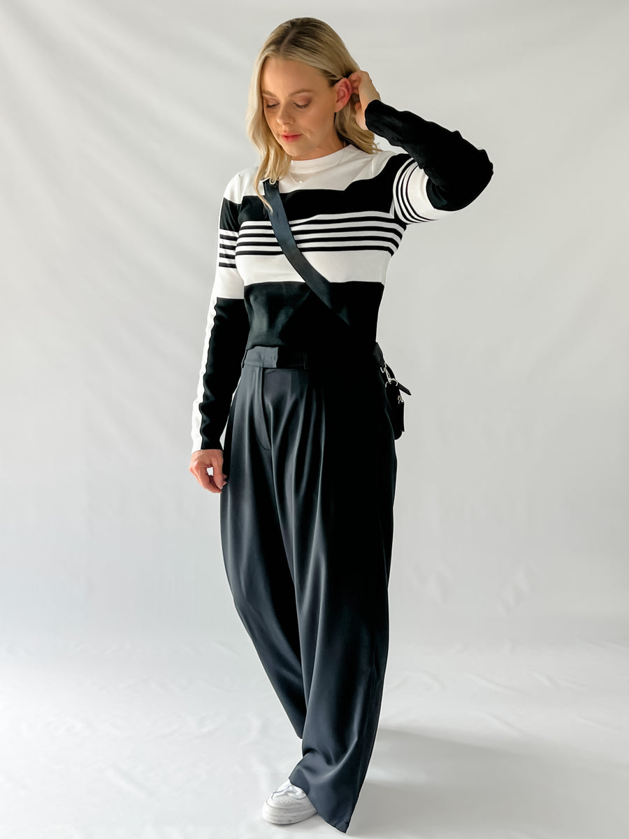 MELANIE TOP - BLACK & WHITE