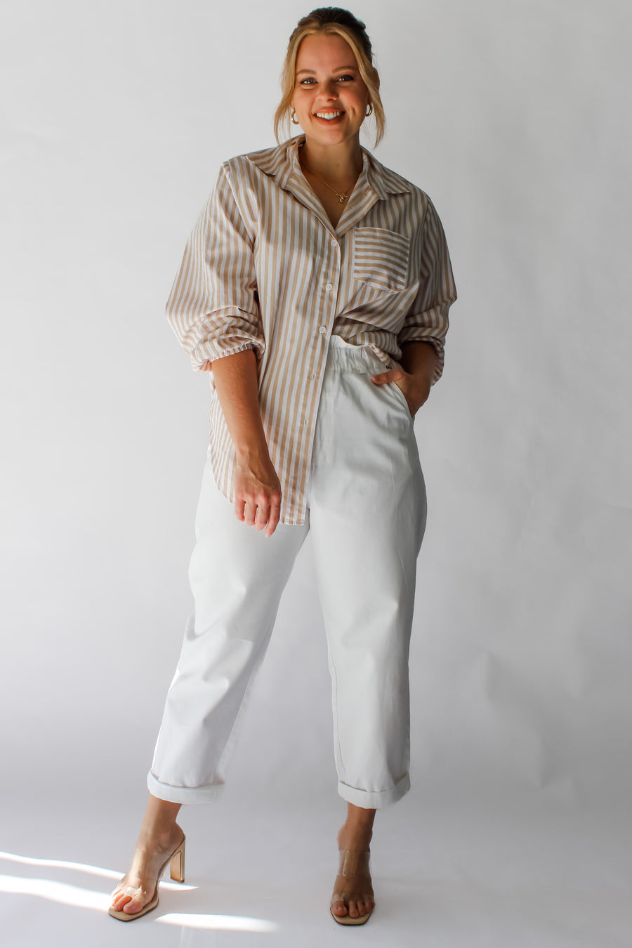 EMMELINE TOP - BEIGE STRIPE